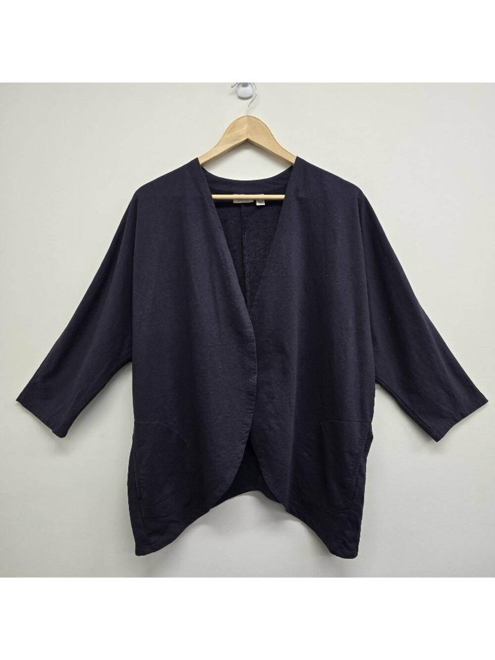 LOGO Lori Goldstein Open Front Draped Cardigan Size L Dolman Sleeve Minimalist